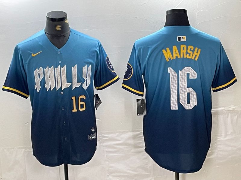 Men Philadelphia Phillies #16 Marsh Blue City Edition Nike 2024 MLB Jersey style 4->philadelphia phillies->MLB Jersey